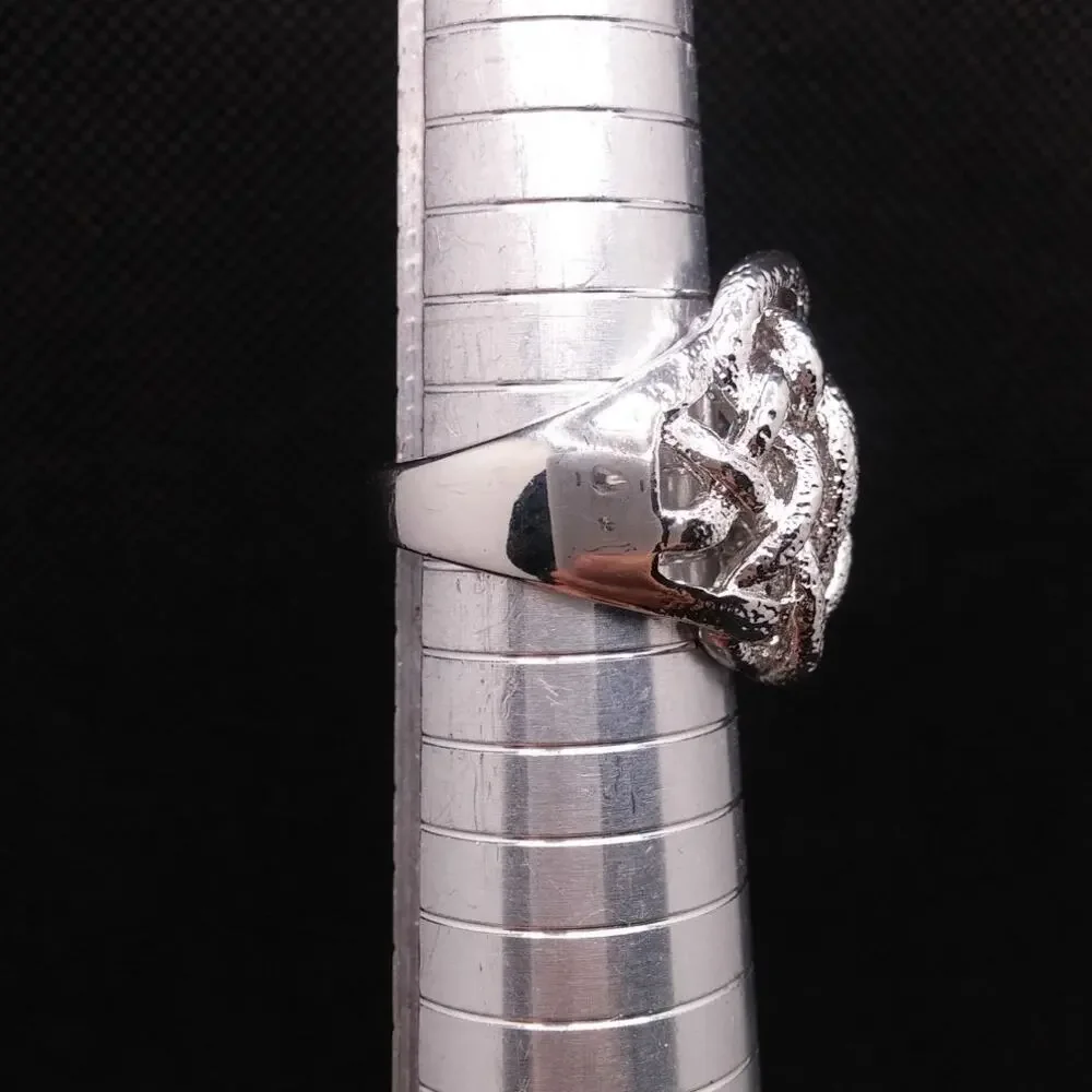 Chunky Knotted Brutalist Ring Unisex Textured Silver Plated Vintage Modernist